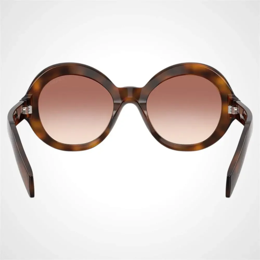 New PRADA Sunglasses Brown Juniper Tortoise Women's Round 53mm